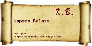 Kapsza Balázs névjegykártya